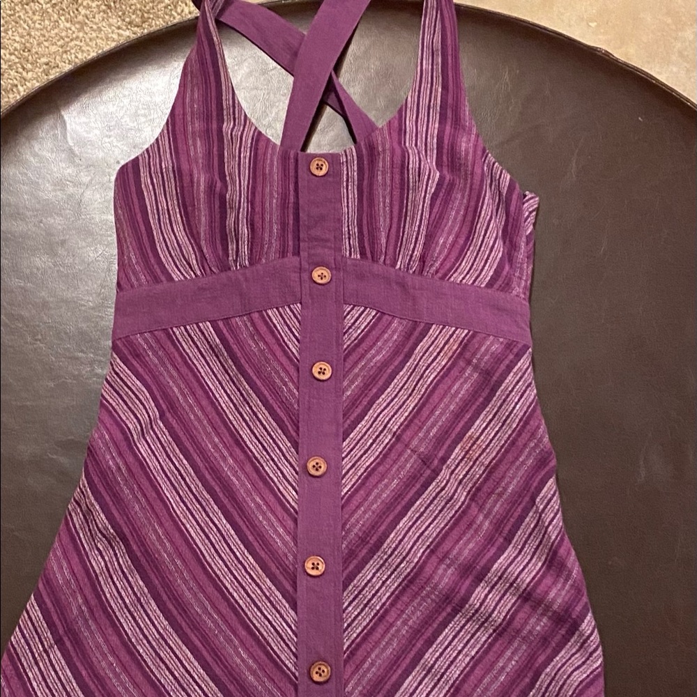 Prana new w/o tags purple striped linen dress SZ small 👗